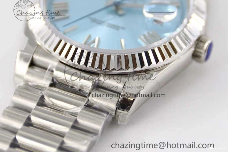 1230 Soft Day Date 40mm SS 904L Steel TWF 1:1 Best Edition Ice Blue Roman Dial on SS Bracelet A 2359